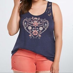 Torrid- Heart Lace Inset Tank Top